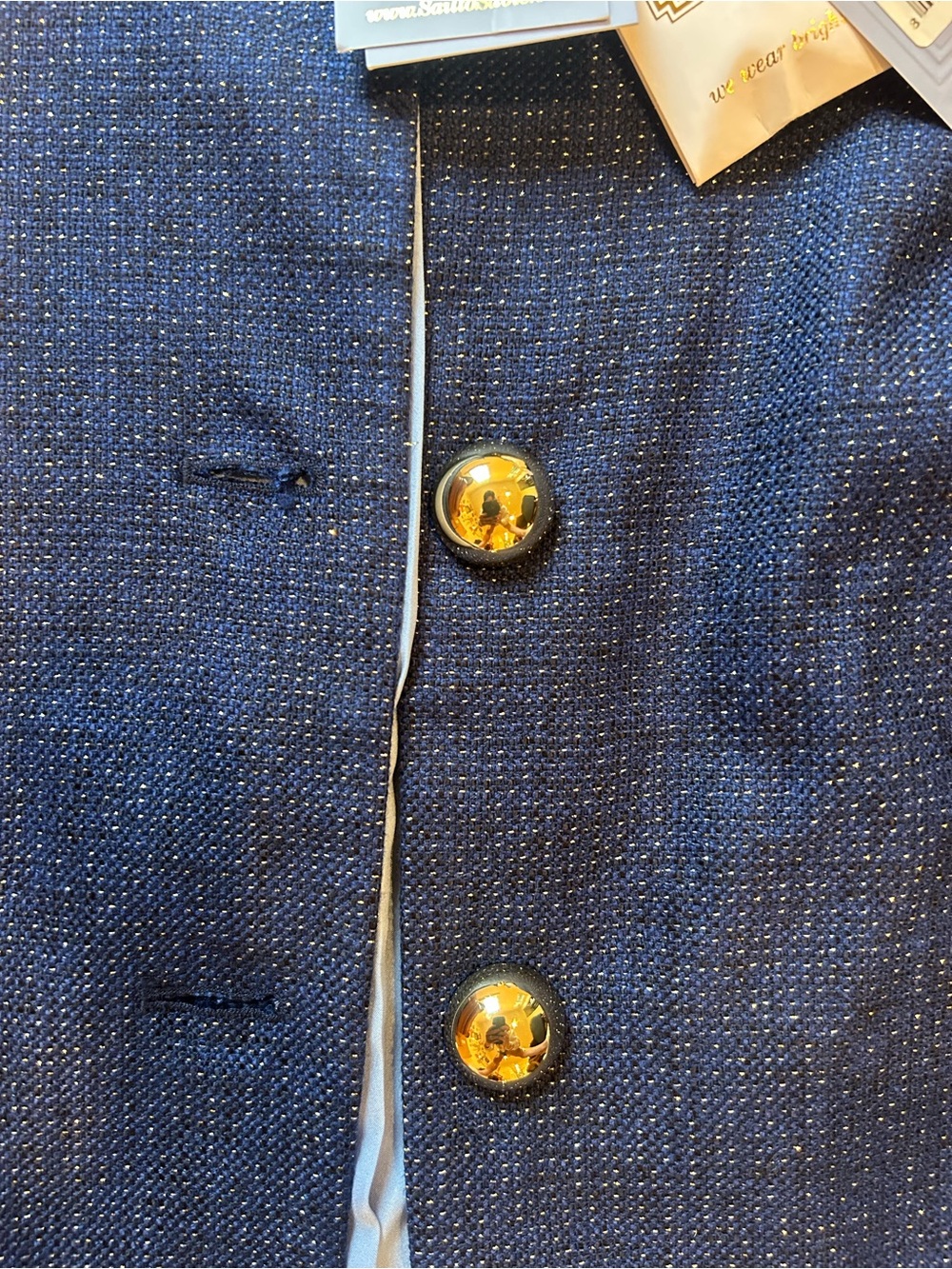 Sail to Sable Women’s Navy Tweed Jacket with Gold Buttons - Picture 5 of 9